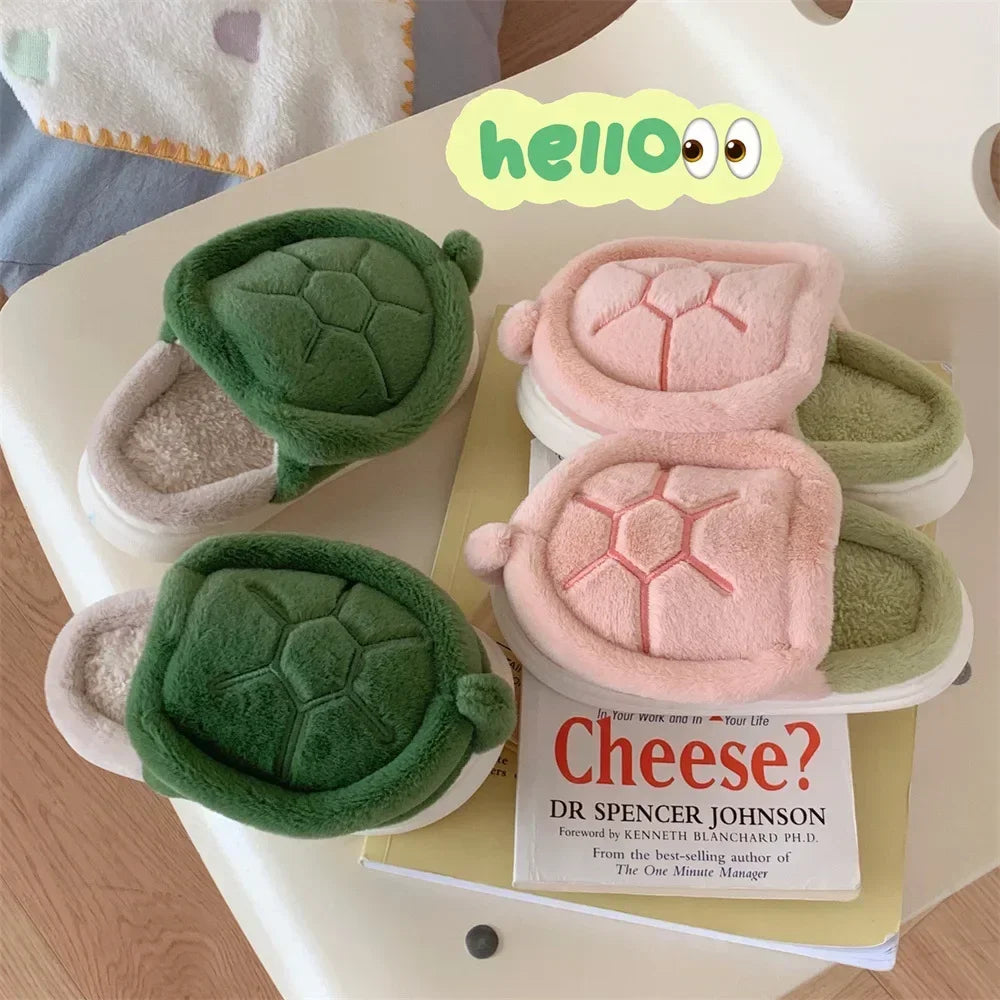 Cute Turtle Plush Slippers | Soft Warm Indoor Winter Footwear