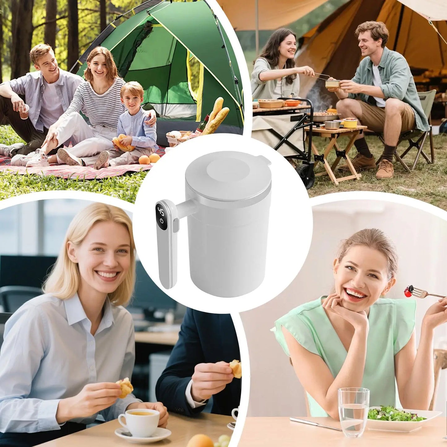 400ml Electric Self Stirring Coffee Mug with LCD Thermometer