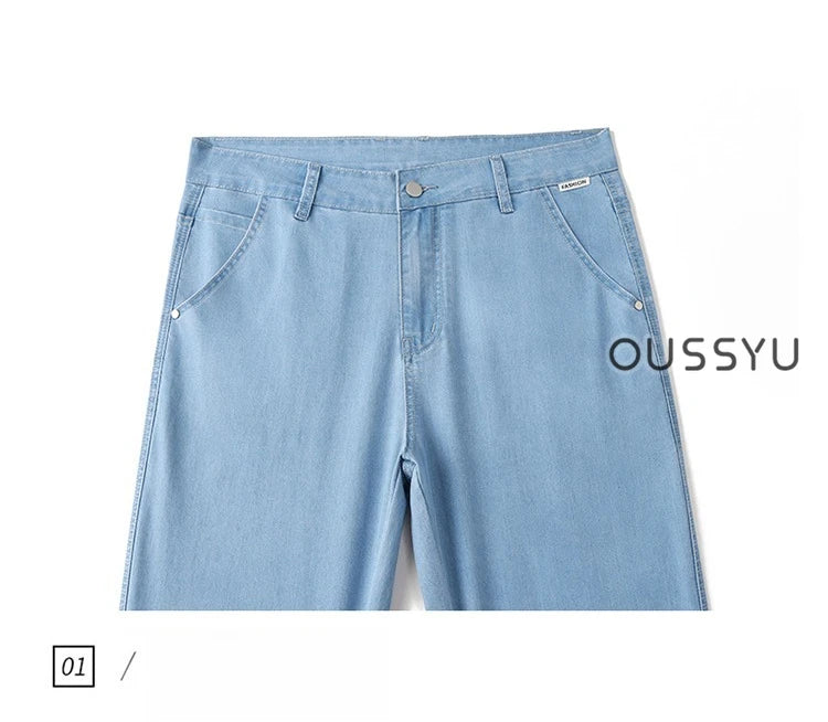 Men's Loose Straight Jeans | Lightweight Casual Pants for Summer
