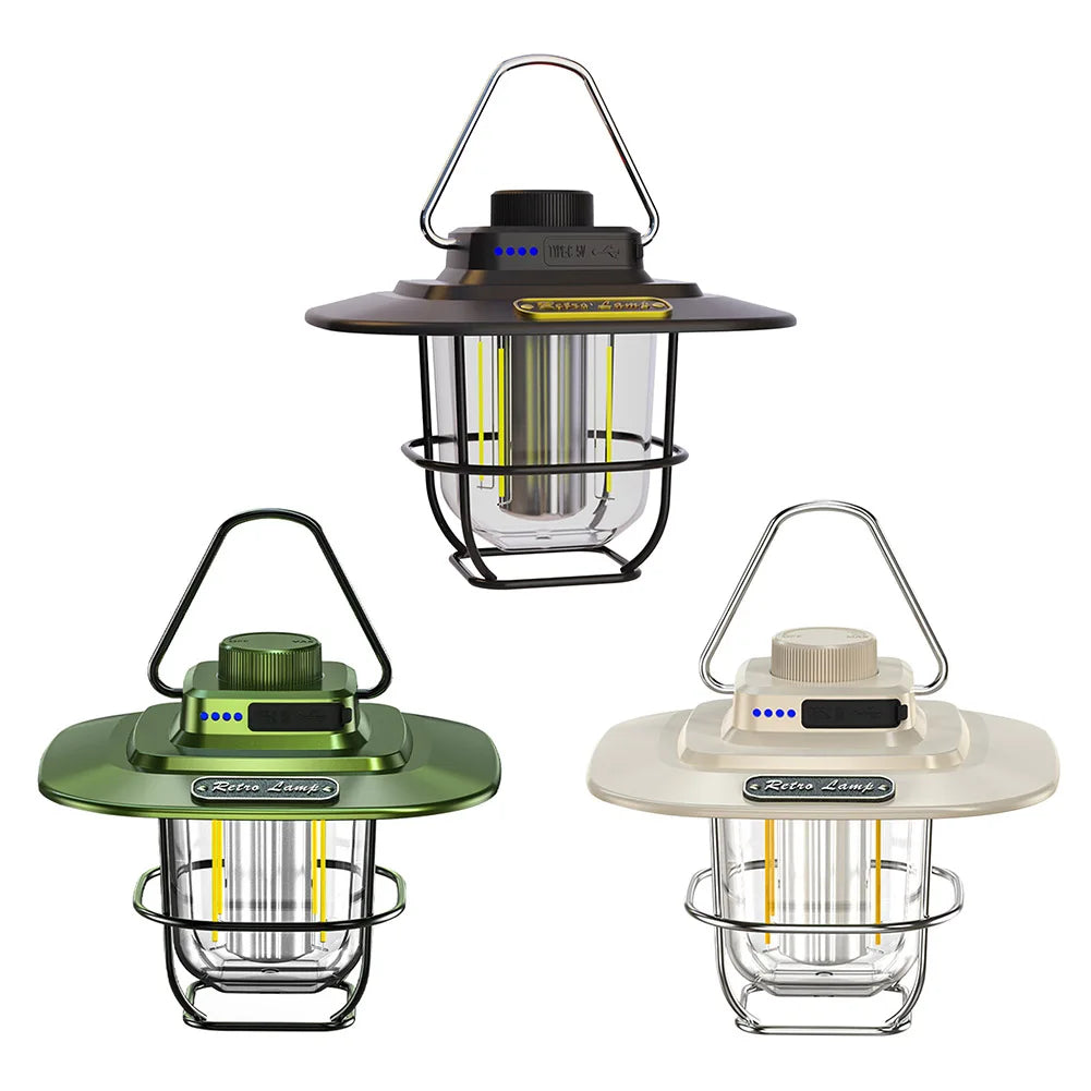 Linterna de camping retro LED | Luz regulable impermeable para tiendas de campaña