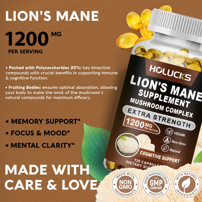 Lion's Mane Mushroom Complex Capsules | Brain & Immune Support