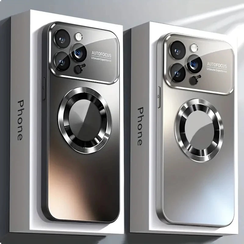 Stylish Titanium Metallic Magnetic Phone Case for iPhone Models
