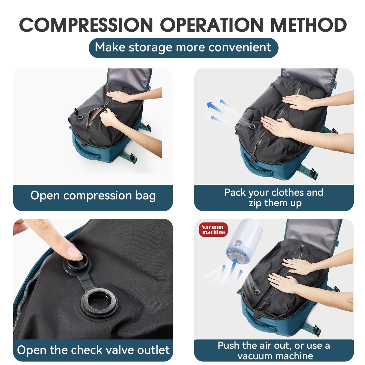 Lightweight Travel Vacuum Backpack - Airline Approved 40x29x15cm