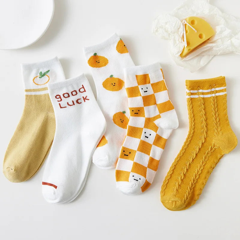Cute Women Fruit Print Socks Set | Kawaii Casual Accessories