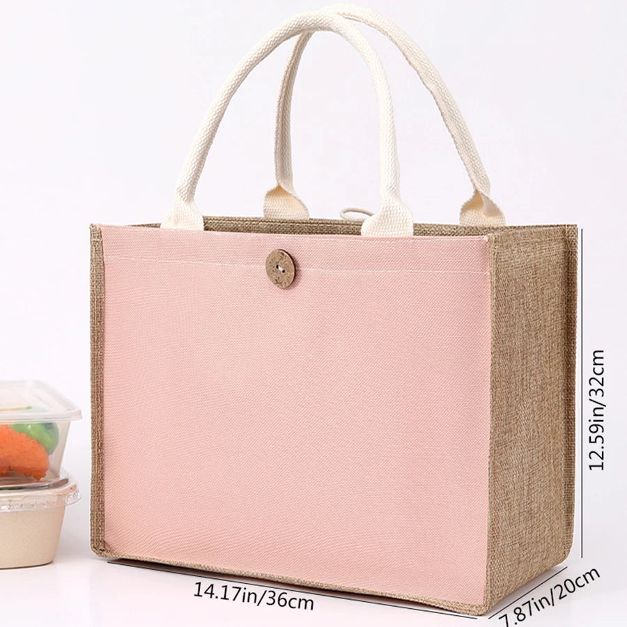 Fashionable Linen Handbag | Versatile Solid Colour Shopping Tote