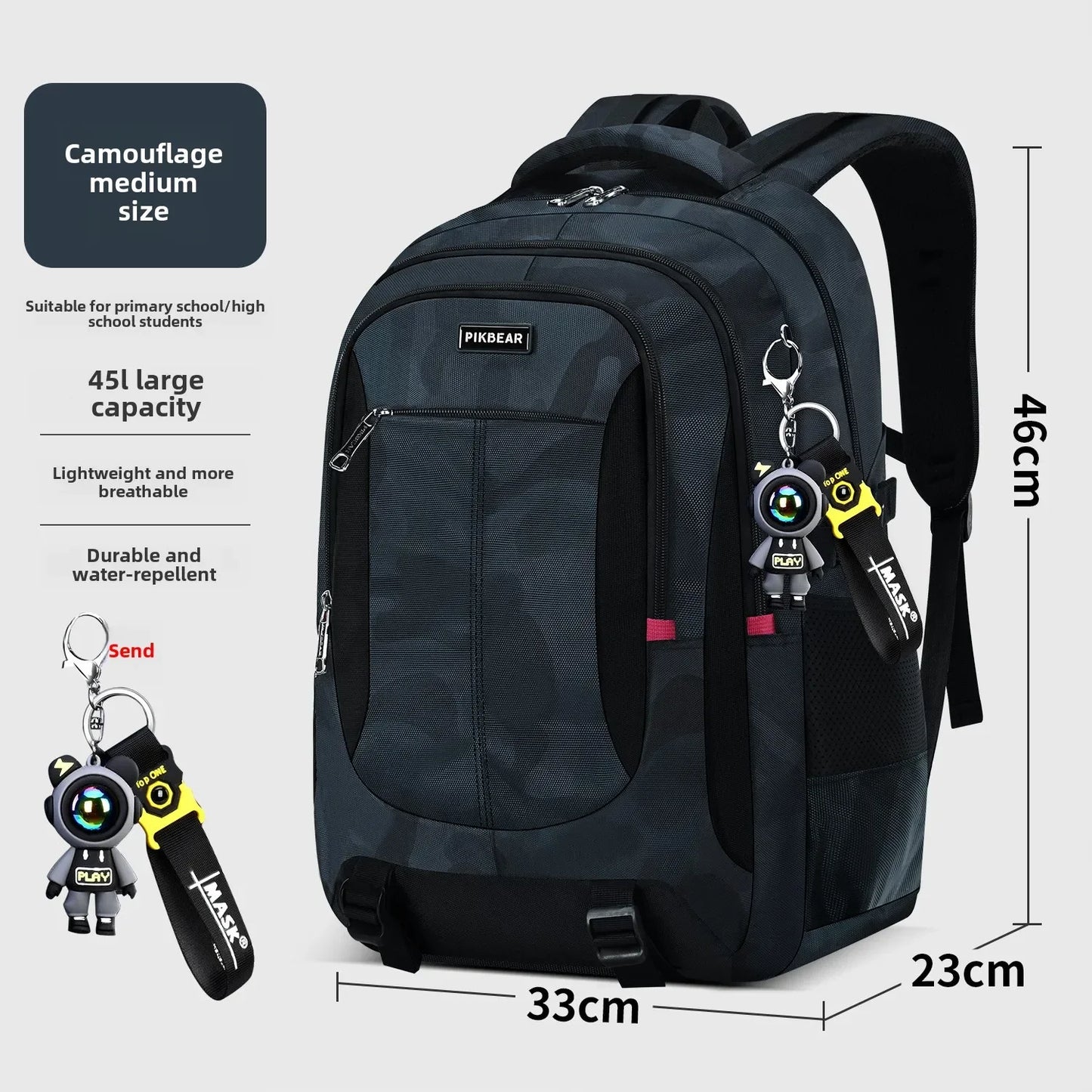 Camouflage School Backpack for Teens | Waterproof Student Bag