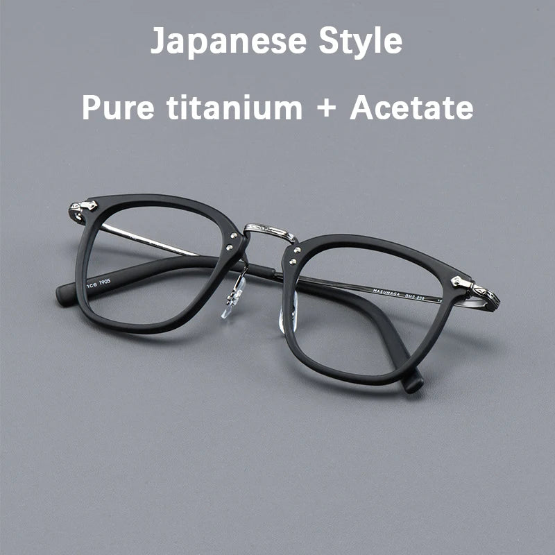 Men's Luxury Pure Titanium Rectangular Frame Eyeglasses
