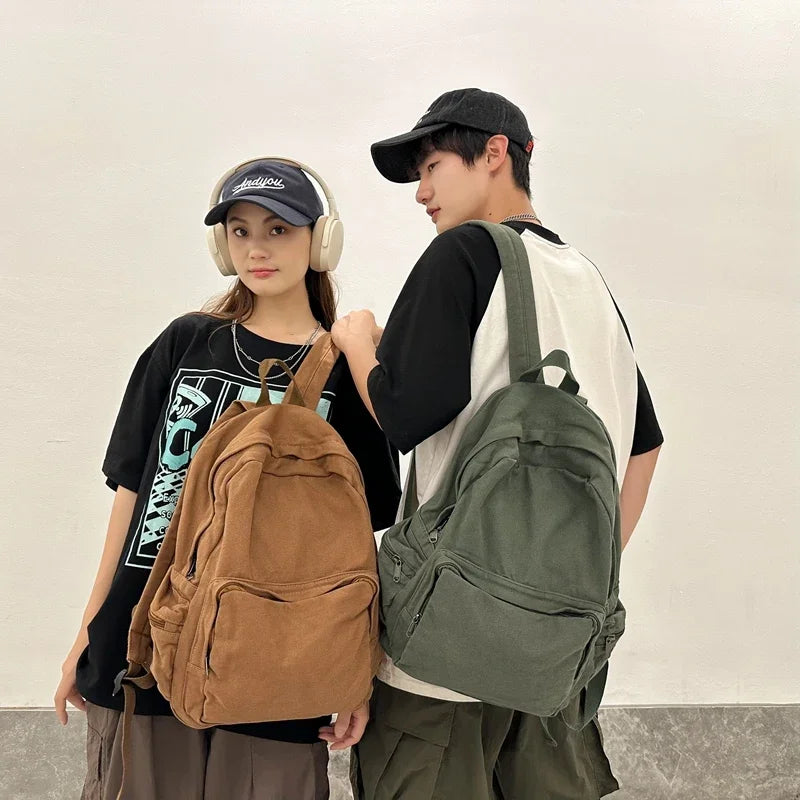 Vintage Washed Canvas Backpack | Stylish School & Travel Bag
