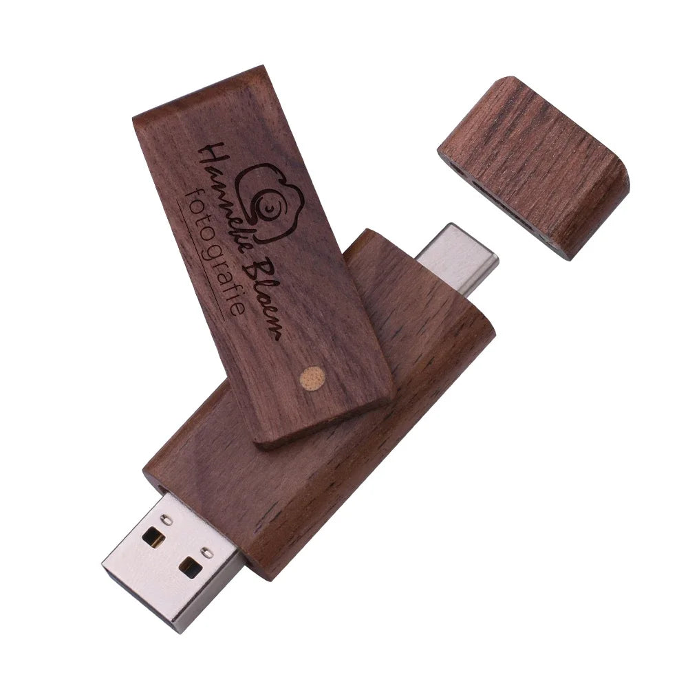 Wooden TYPE-C USB Flash Drive | Custom Logo Pendrive Gifts