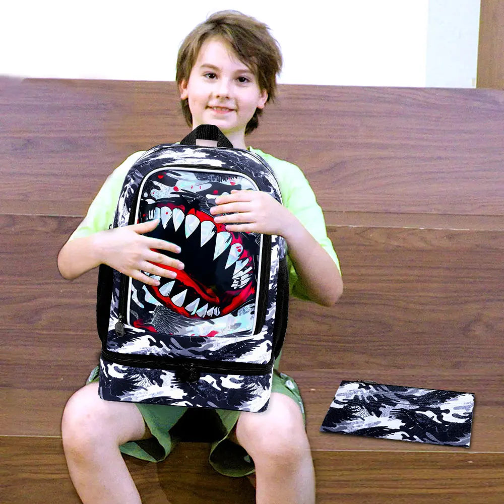2 In 1 Shark Backpack with Lunch Box | Fun Kids Bookbag