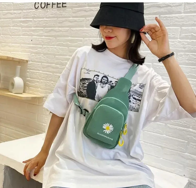 Stylish Embroidered Canvas Chest Bag | Women’s Daily Crossbody Bag