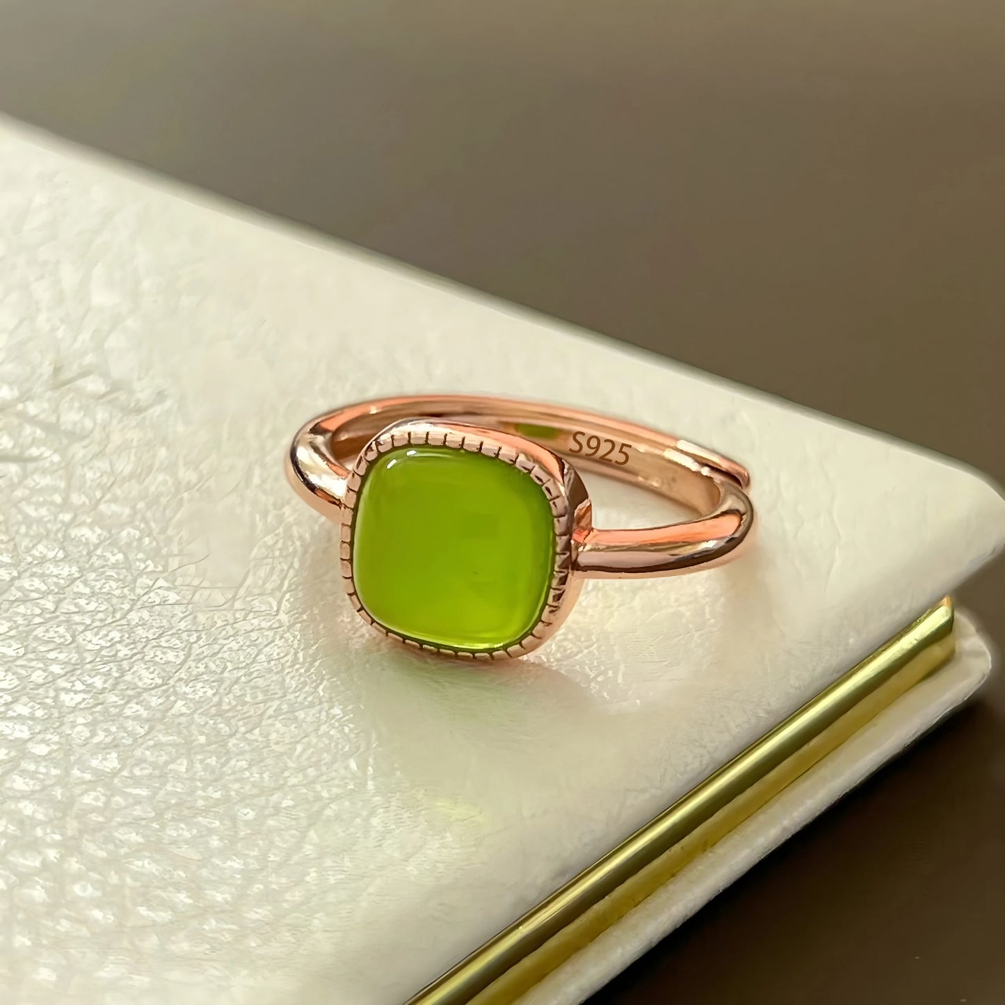 Adjustable Geometric Jade Ring for Women | Vintage Jewelry Gift