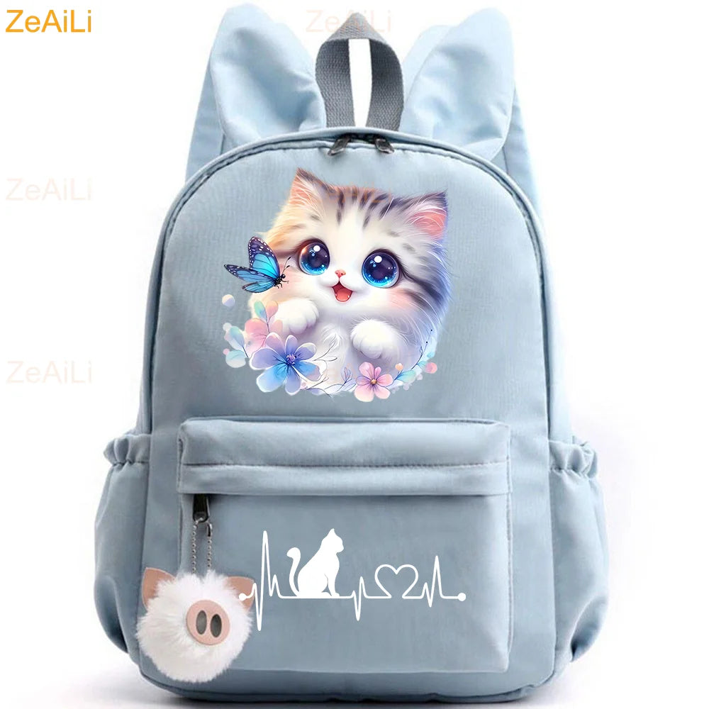Retro Wolf Head Paw Backpack | Stylish Casual School Rucksack