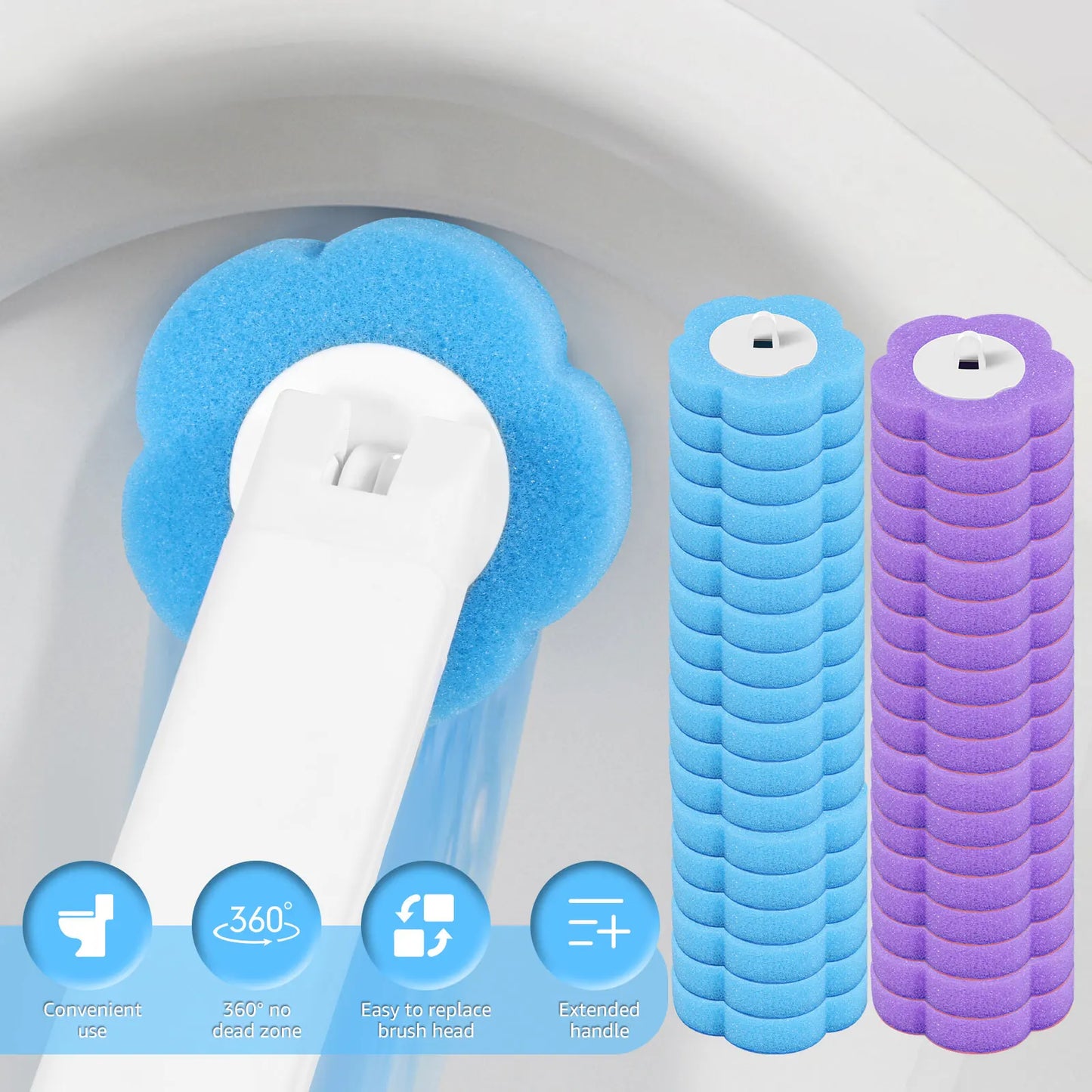 18/36Pcs Toilet Brush with Disposable Heads | Ultimate Bathroom Cleaner