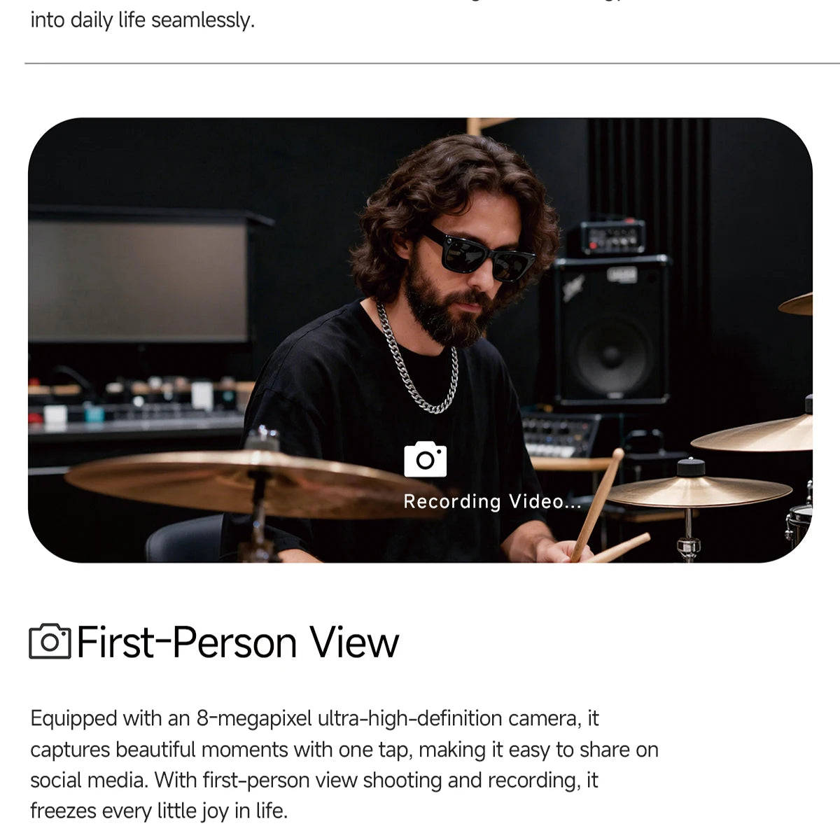 AI Smart Glasses with Real-time Translation and 800W Camera