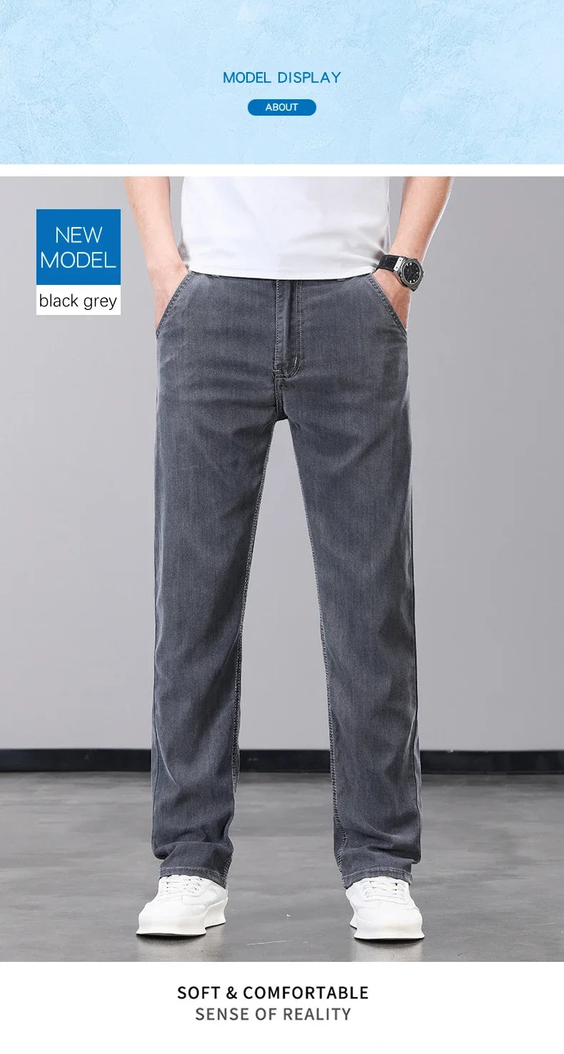 Men's Summer Thin Jeans | Soft Breathable Denim Casual Trousers