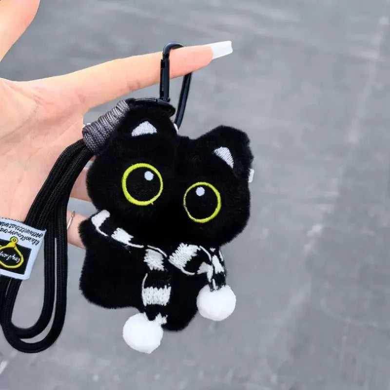 Cute Black Kitty Plush Keychains | Adorable Soft Kawaii Cat Dolls