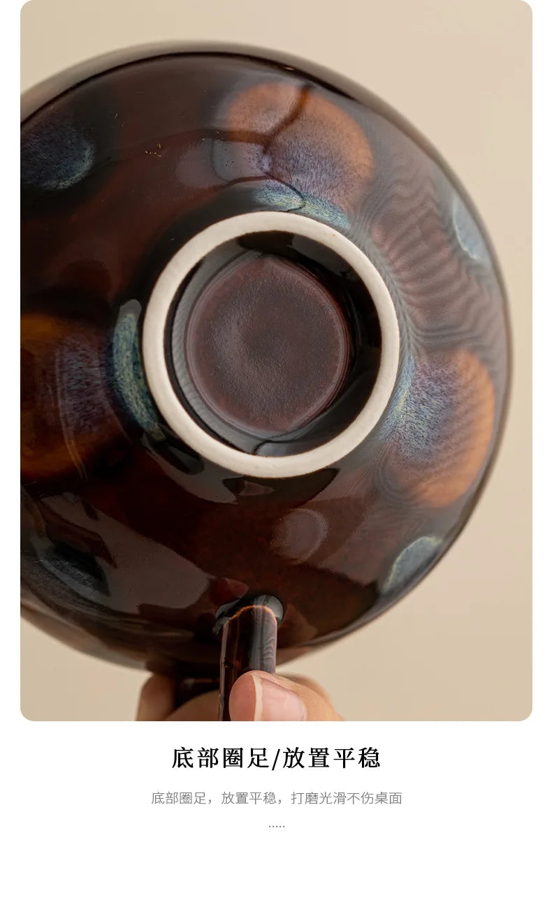 Taza de café con leche de cerámica de boca ancha de 350 ml | Elegancia pintada a mano