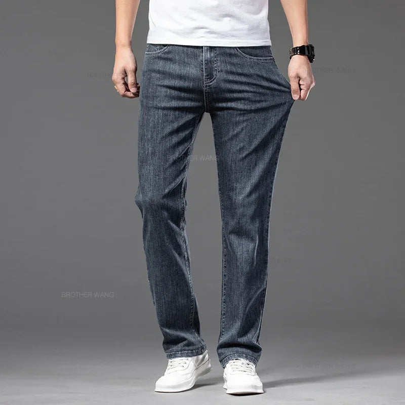 Men's Casual Loose-Fit Straight Jeans | Comfortable Everyday Denim