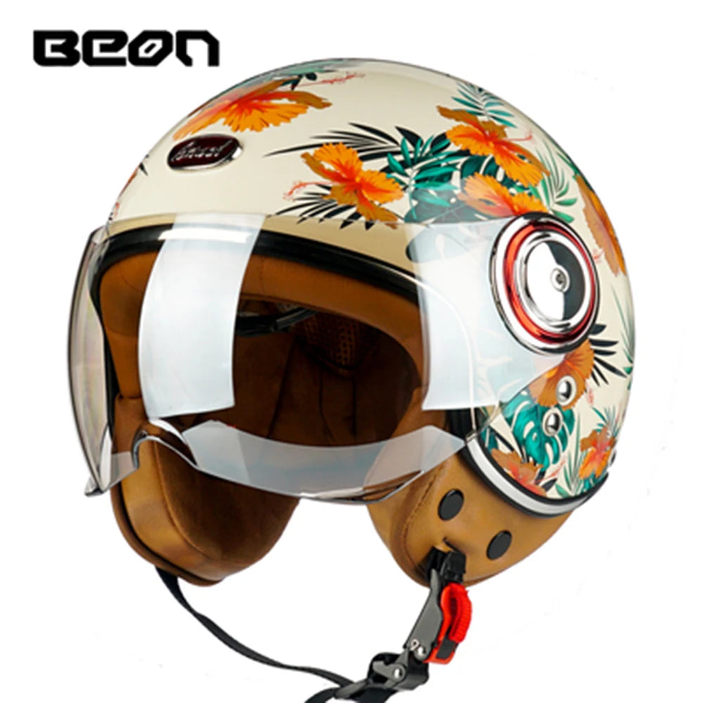 Vintage Open Face Motorcycle Helmet | Retro Style Protection Gear