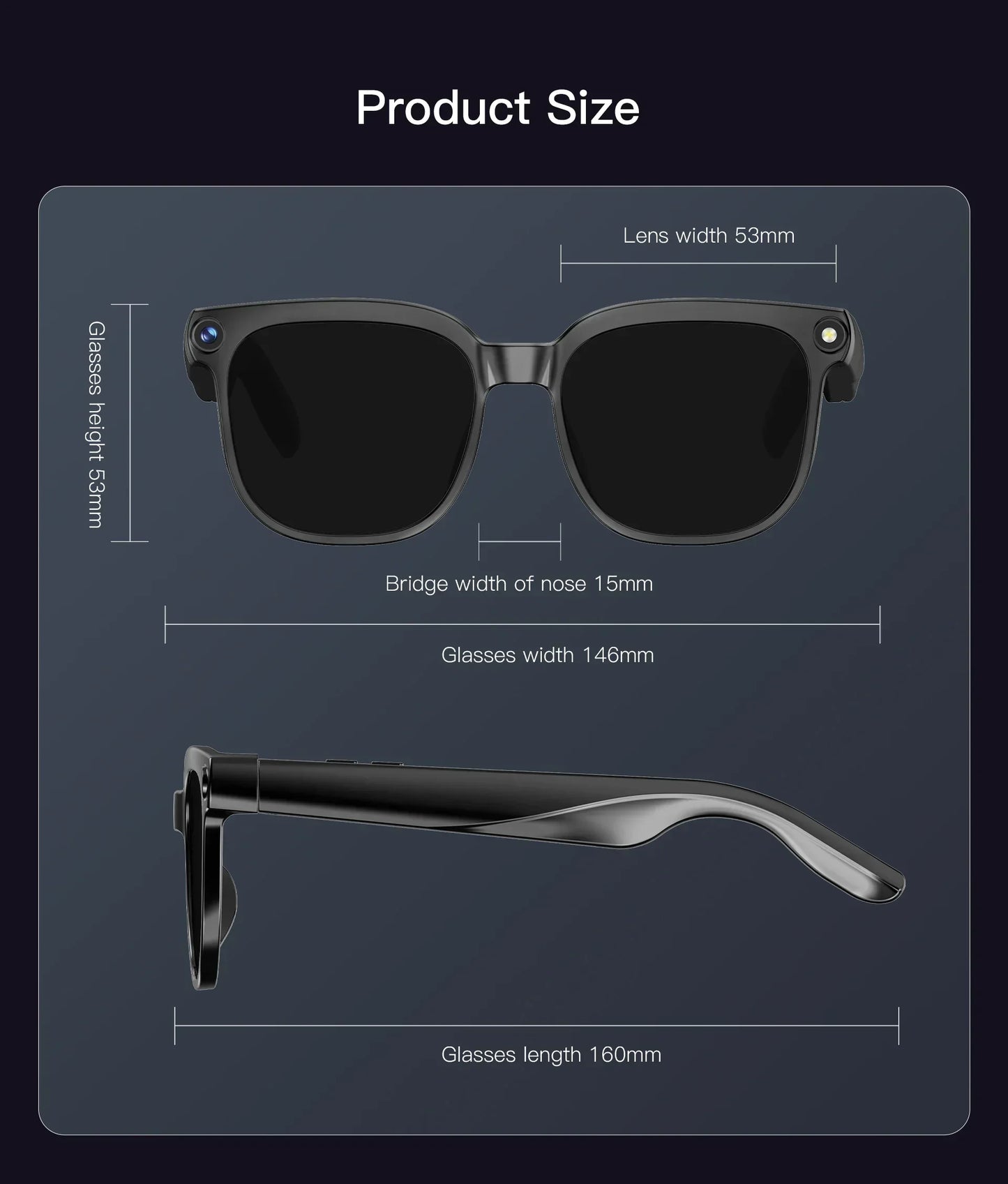 Men's AI Smart Glasses | Dual Camera Translation & Bluetooth Calling