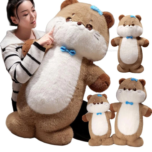 Cute Otter Plush Pillow with Bow – Soft Stuffed Sea Animal Hug Cushion Toy for Kids & Girls, Birthday and Christmas Gift (60cm / 80cm)