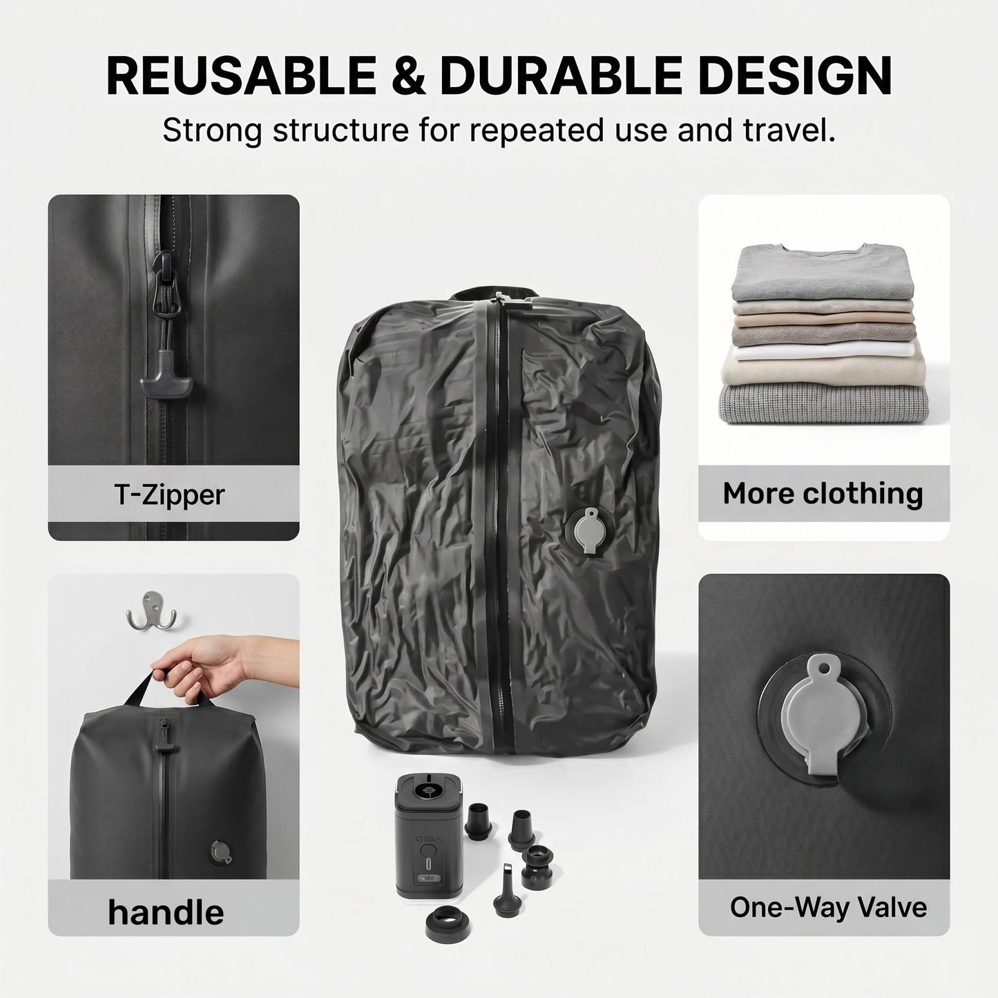 Durable Waterproof Vacuum Storage Bags for Travel & Vacation Packing