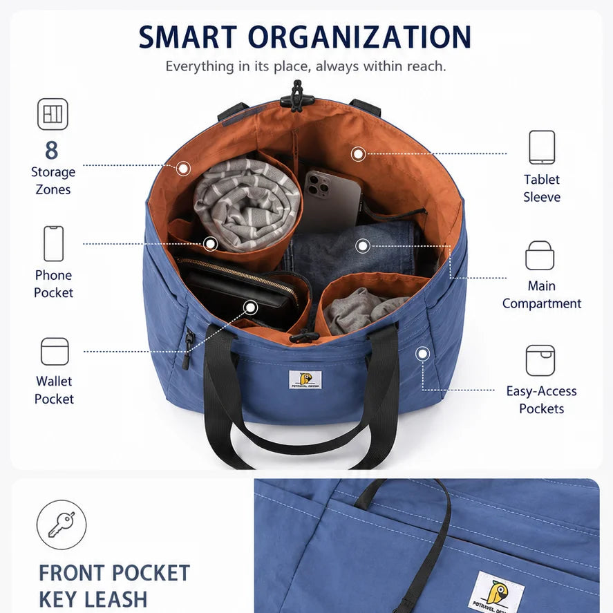 Reversible Large Capacity Travel Tote Bag | Foldable Duffle for All