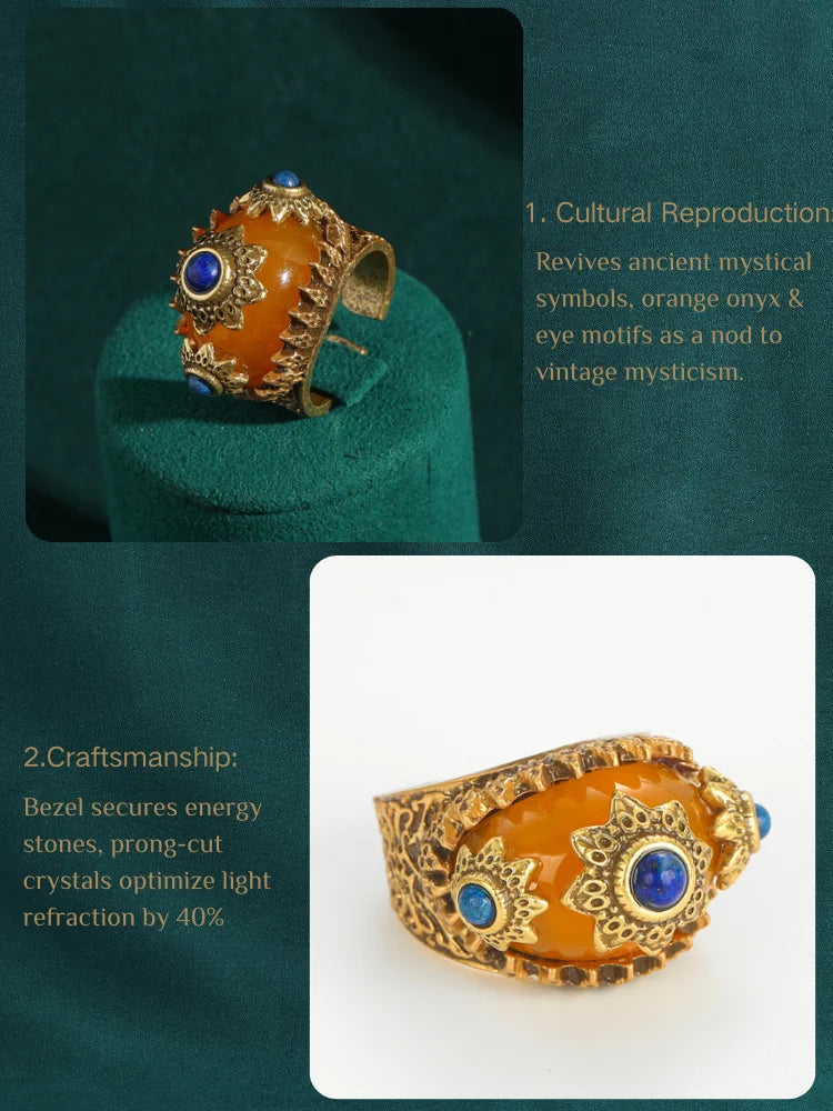 Vintage Sun Ring with Yellow Stone | Elegant Antique Jewelry