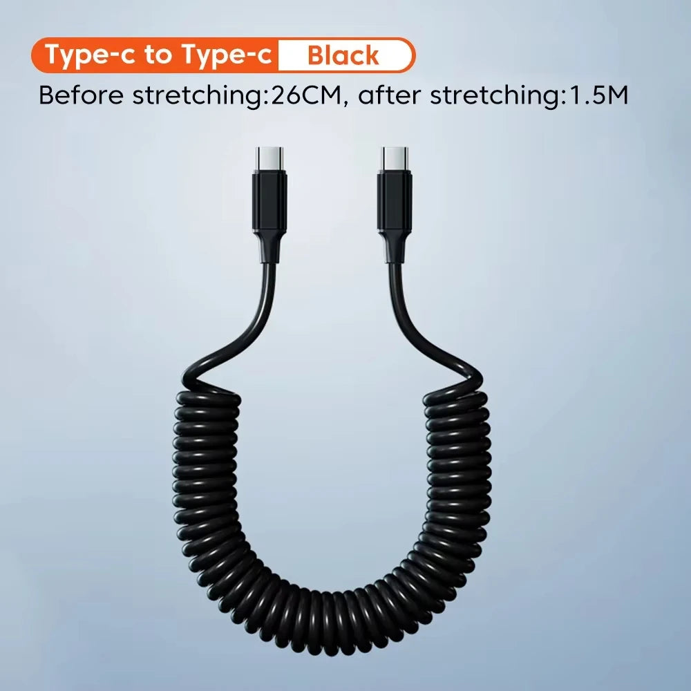 Retractable Fast Charging USB C Cable | 100W Spring Charging Solution