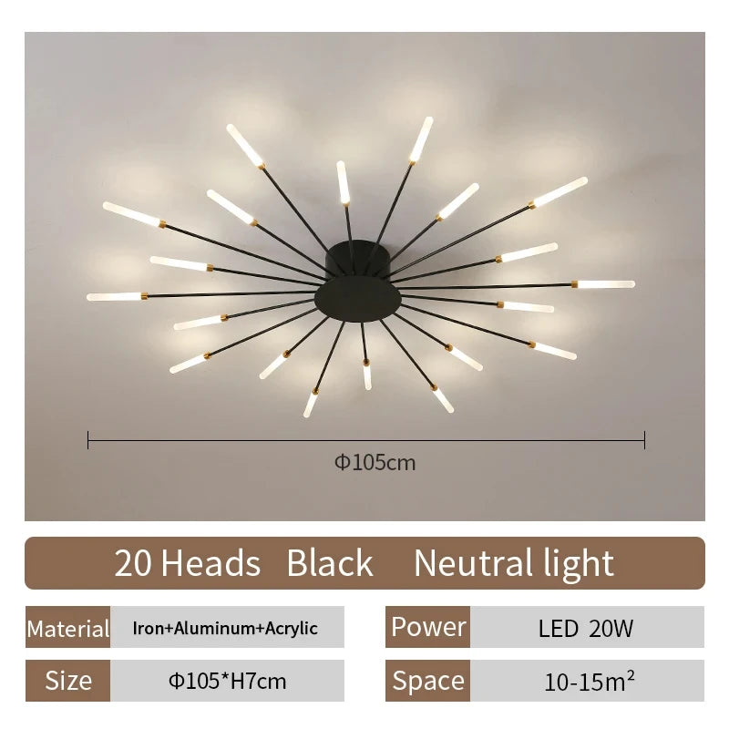 Modern LED Ceiling Lamp | Nordic Fireworks Design for Home Decor