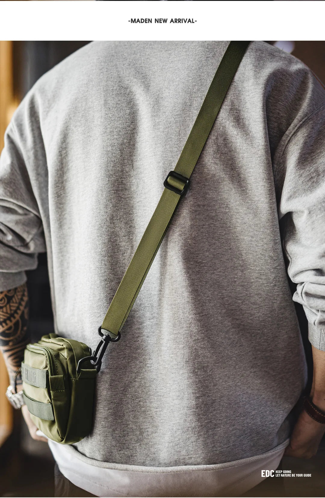 Men's Military Green Crossbody Bag | Compact Utility EDC Handbag
