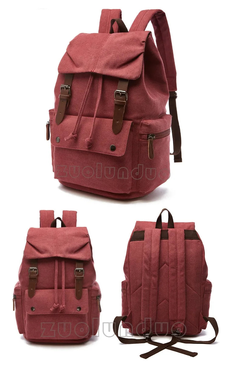 Vintage Canvas Laptop Backpack for School & Travel | Anti-Theft Design