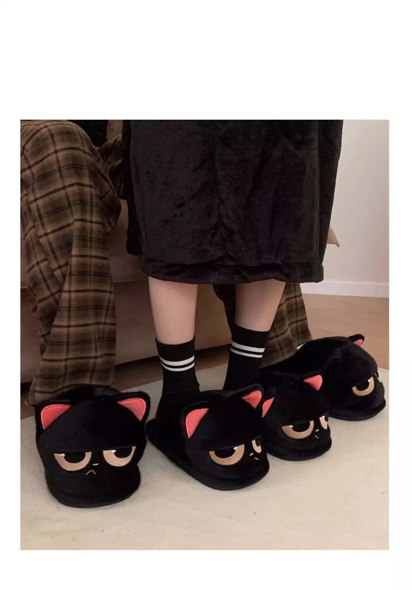 Unisex Cute Cartoon Cat Plush Slippers | Cozy Winter House Shoes