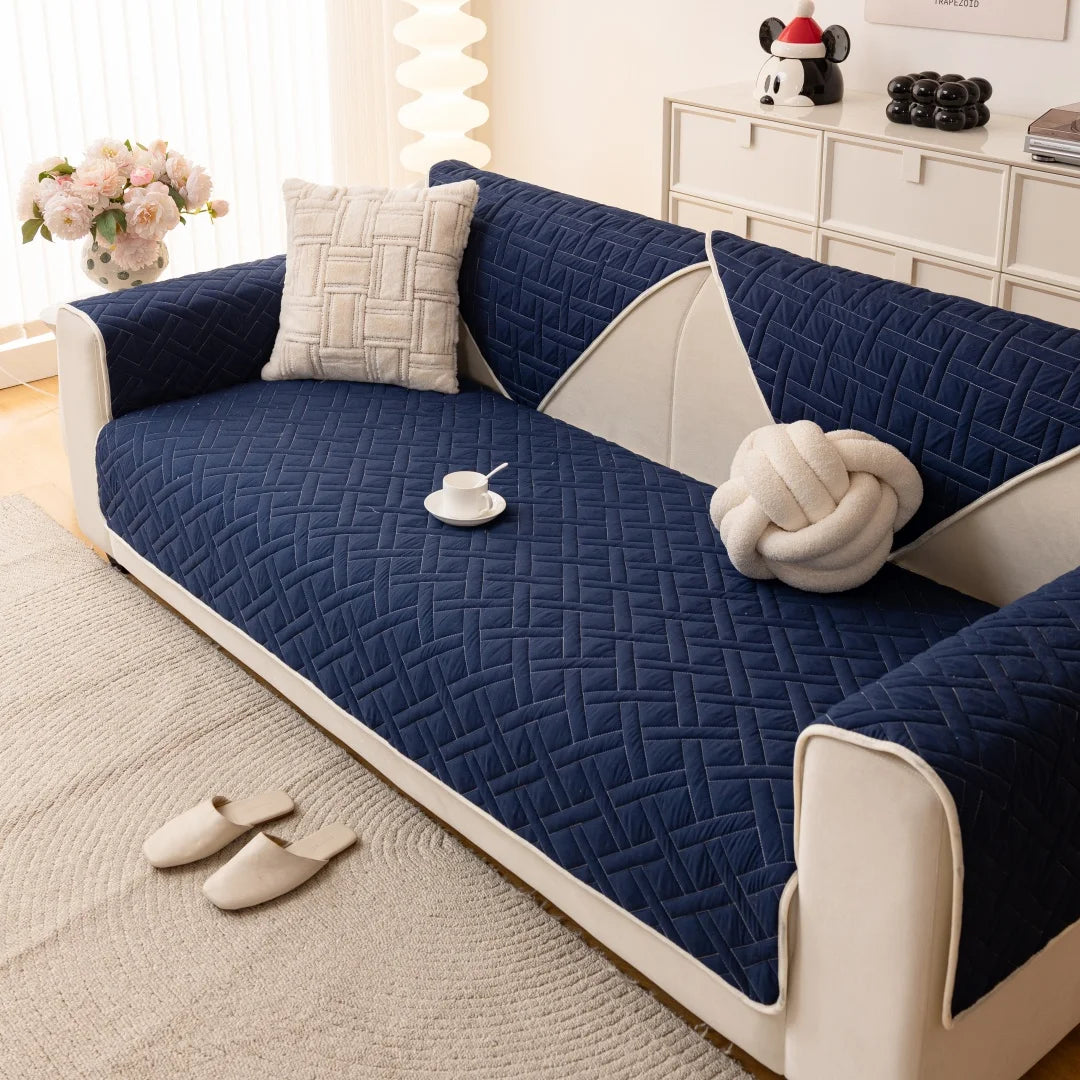 Geometric Quilted Non-Slip Sofa Cover | Universal Fit & All-Season