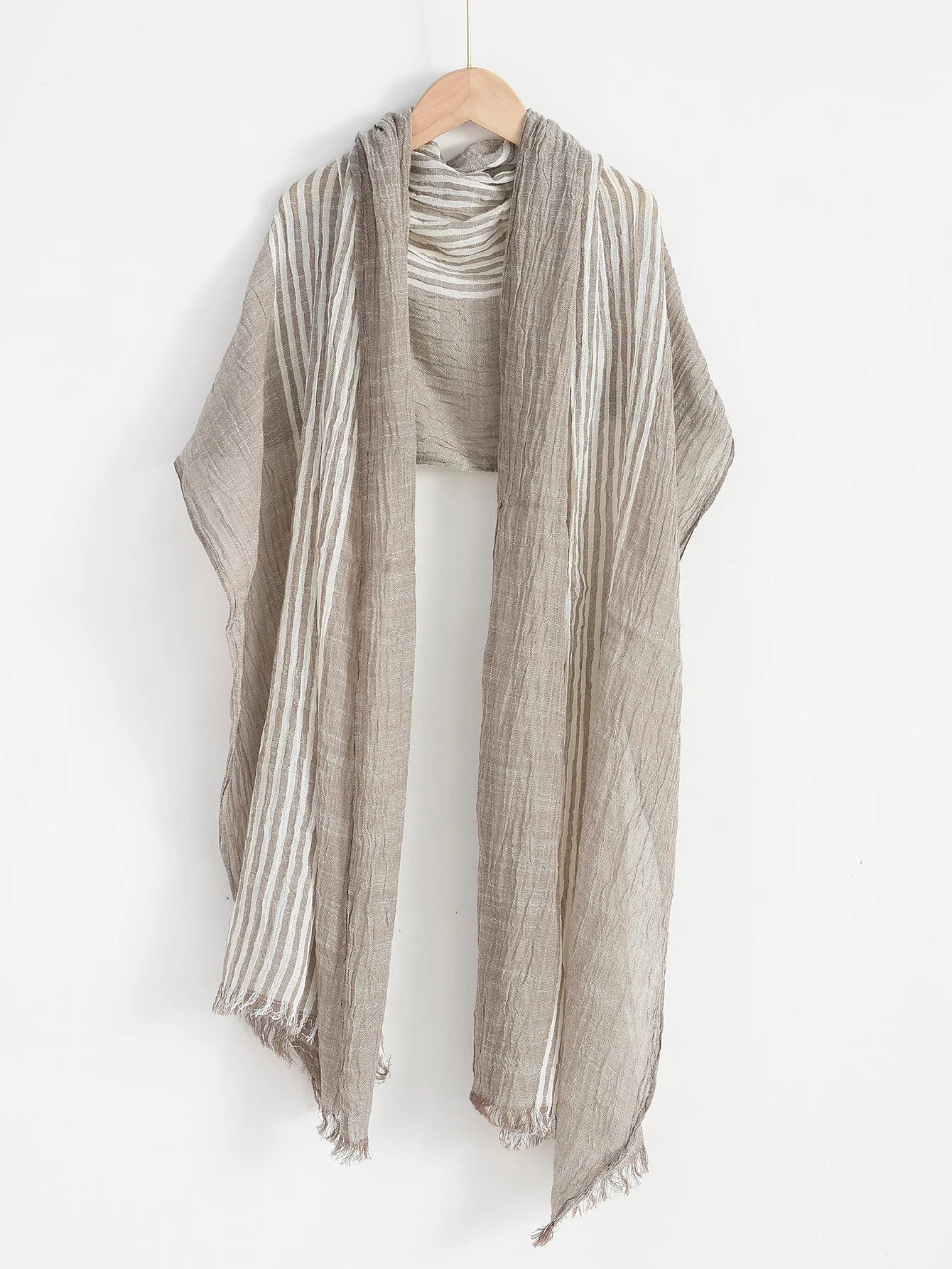 Fashionable Men's Cotton Linen Scarf | Warm Striped Neckerchief