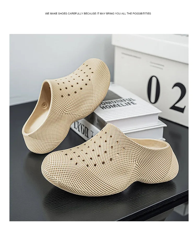 Generic Closed Toe Clogs 3d Printed Thick Sole Non Slip Soft Cushion Casual Summer Outdoor Slippers For Men Women Couple