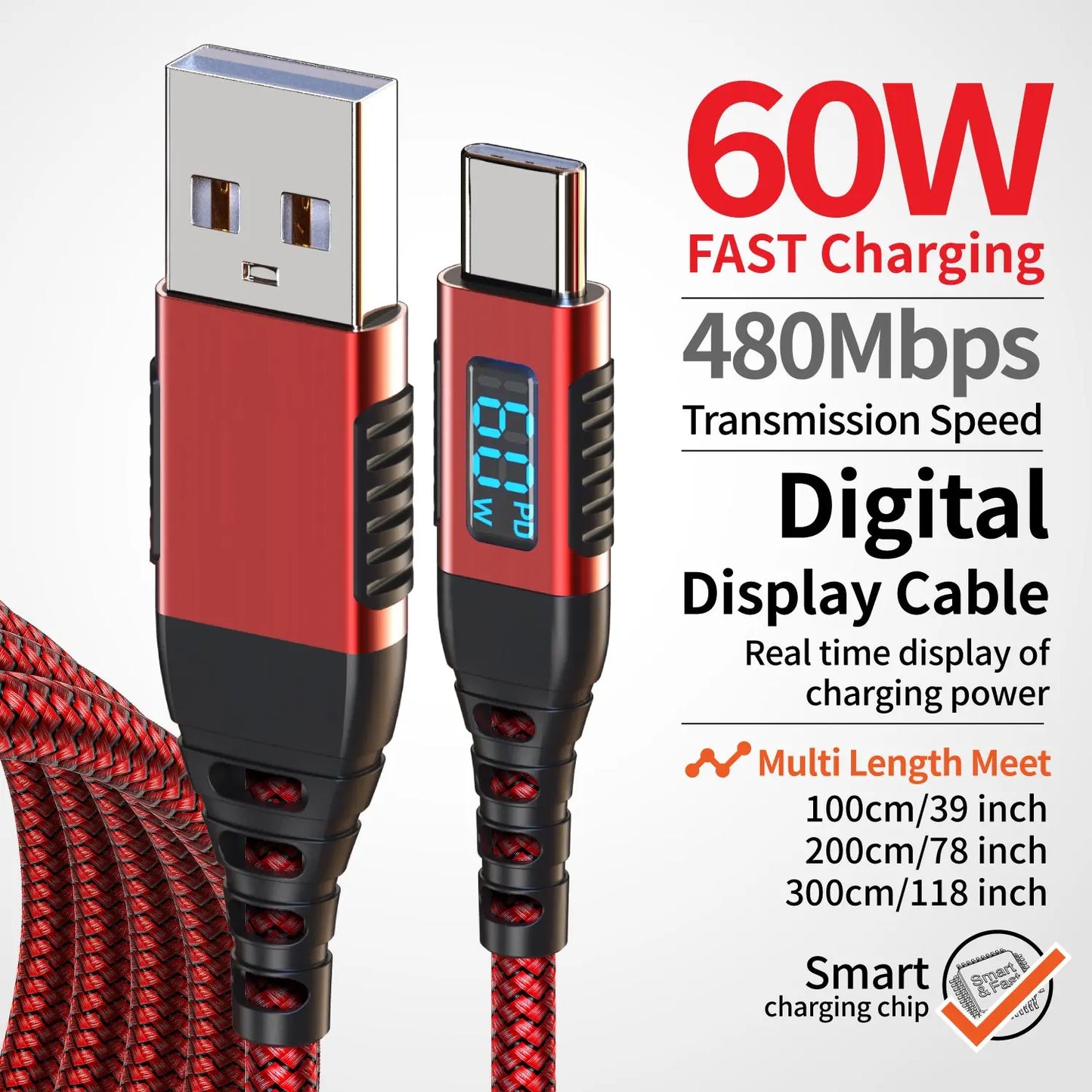 60W USB Type-C Fast Charging Cable | Universal Compatibility