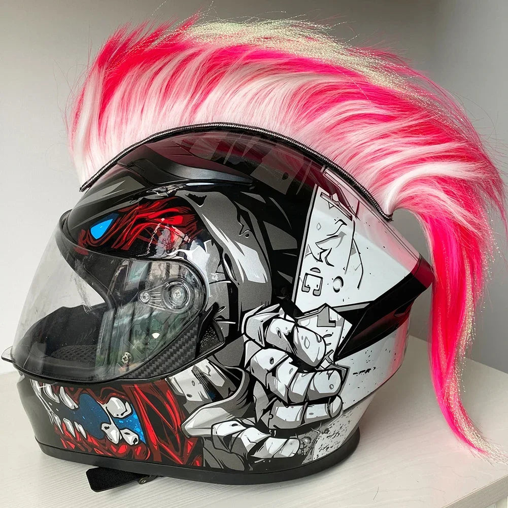 Mohawk Motorcycle Helmet Wig | Unique Helmet Decoration