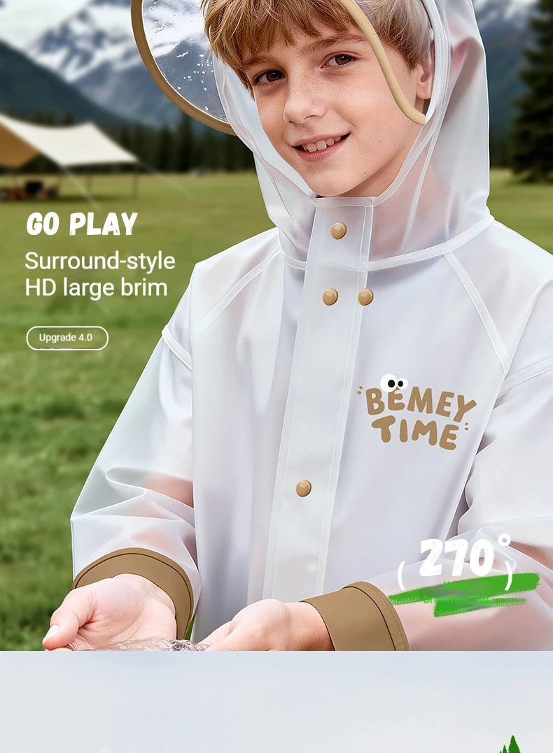 Boys, girls, primary school students special waterproof rainstorm proof 2026 new raincoat with school bag