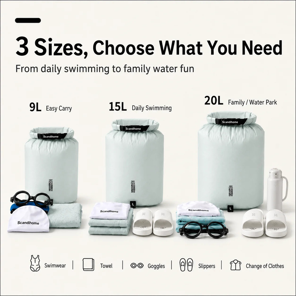 Waterproof Wet Clothes Bag Gym Swimming Travel Dry Bag Foldable Leakproof Wet Dry Separation Storage Bag for Fitness Beach