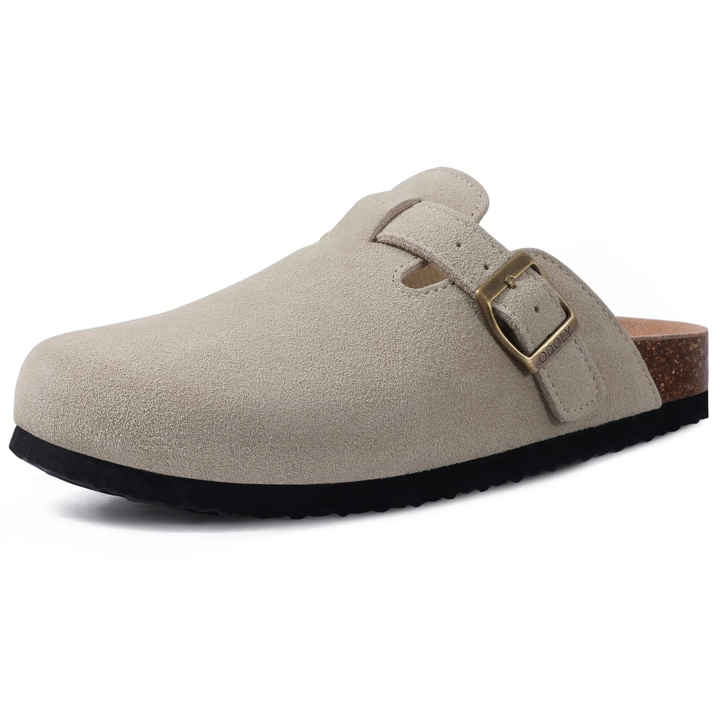 Women's Adjustable Buckle Cork Clogs | Comfortable Suede Slippers