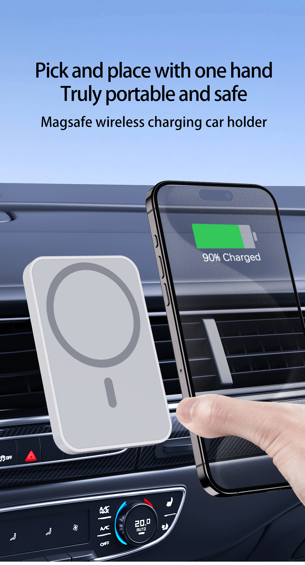 Magnetic Car Wireless Charger | Fast Charging Phone Holder Stand