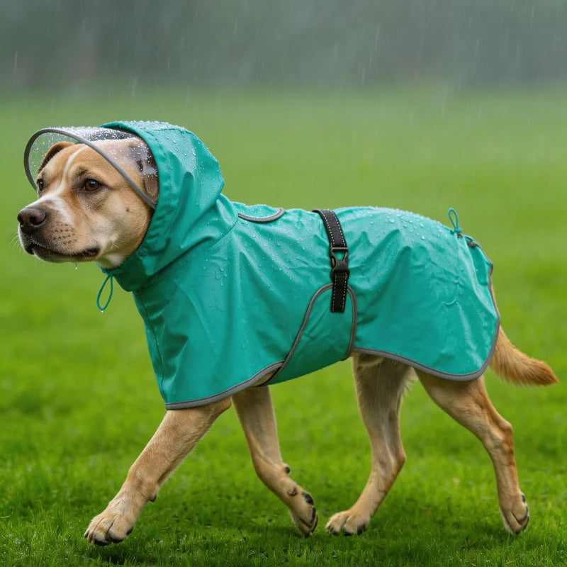 Dog Raincoat, Hooded Windproof and Waterproof Reflective Pet Raincoat, Suitable for Medium to Large Dogs, Waterproof Dog Clothin