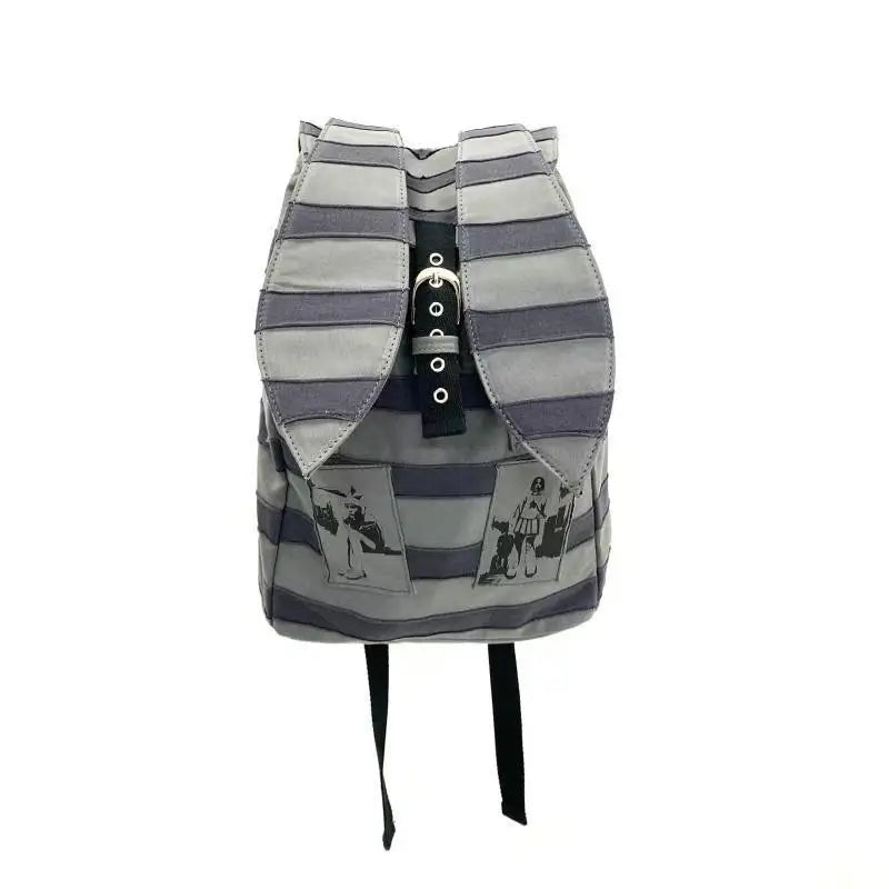 Vintage Striped Rabbit Ear Backpack | Unisex Punk Hip Hop Style