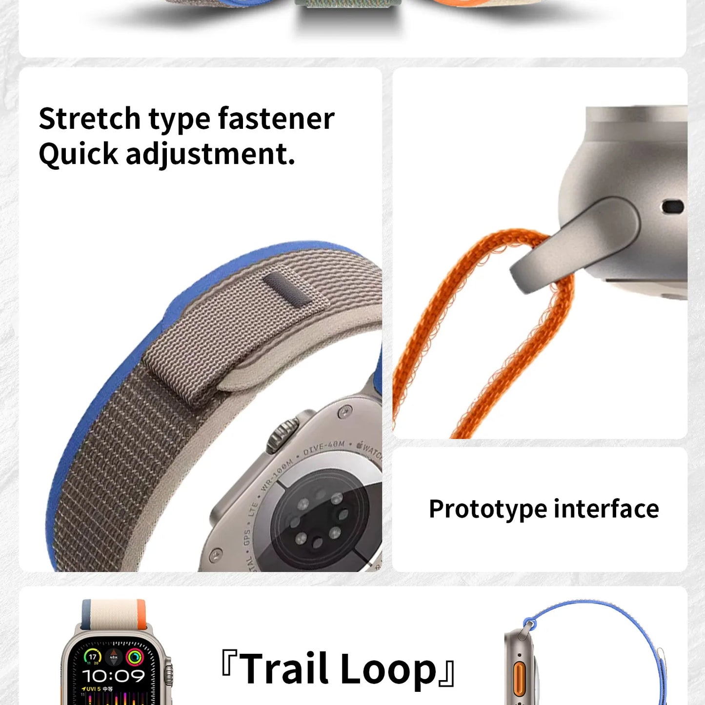 High-Quality Nylon Strap for Smartwatches | Natural Titanium Finish