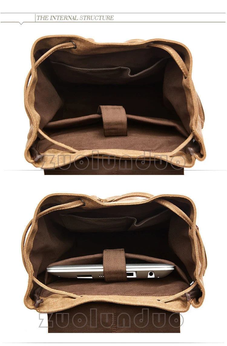 Vintage Canvas Laptop Backpack for School & Travel | Anti-Theft Design