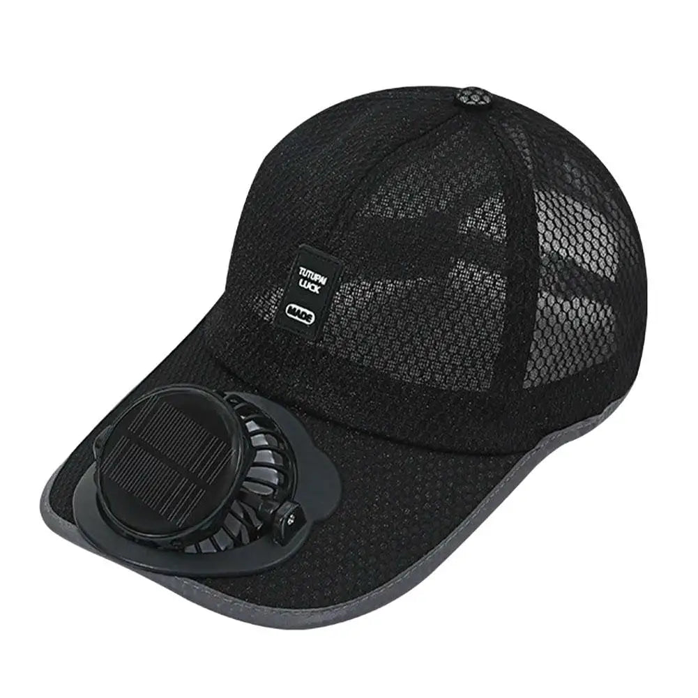 Breathable Summer Mesh Baseball Hat with Solar Fan & UV Protection