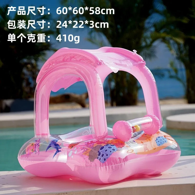 Inflatable Baby Swimming Ring with Parasol | Safe Pool Float