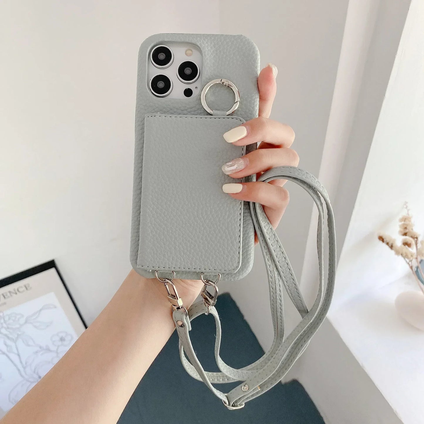 Elegant Ring Holder Mirror Card Slot Case for iPhone
